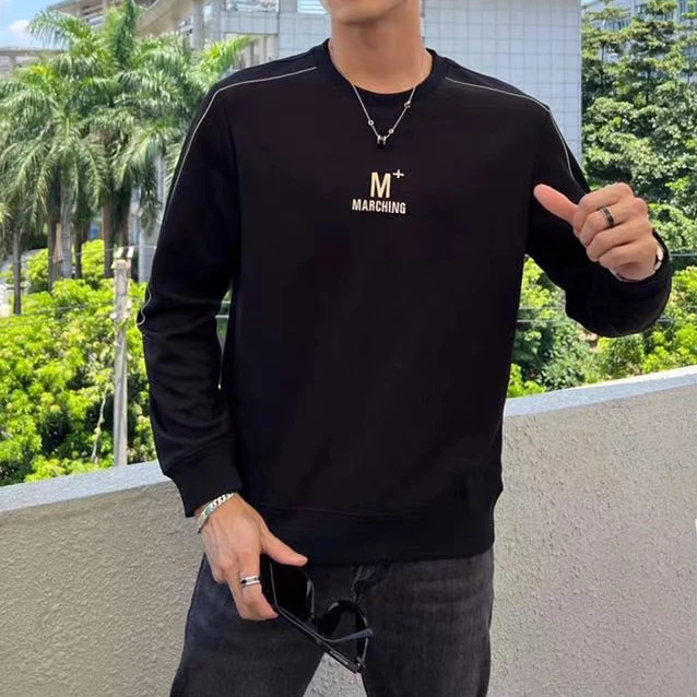 美·豪爵保罗秋季卫衣男秋新款青年韩版潮流圆领印花长袖HJ-33126