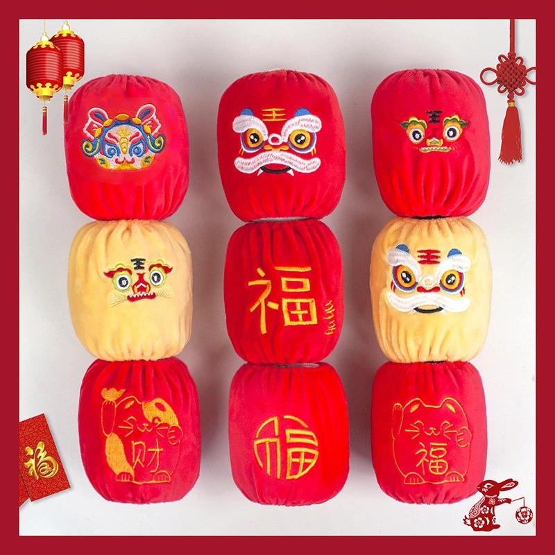 宝宝拜年袖套春节刺绣龙年护袖过年超柔儿童套袖加绒防污冬季喜庆