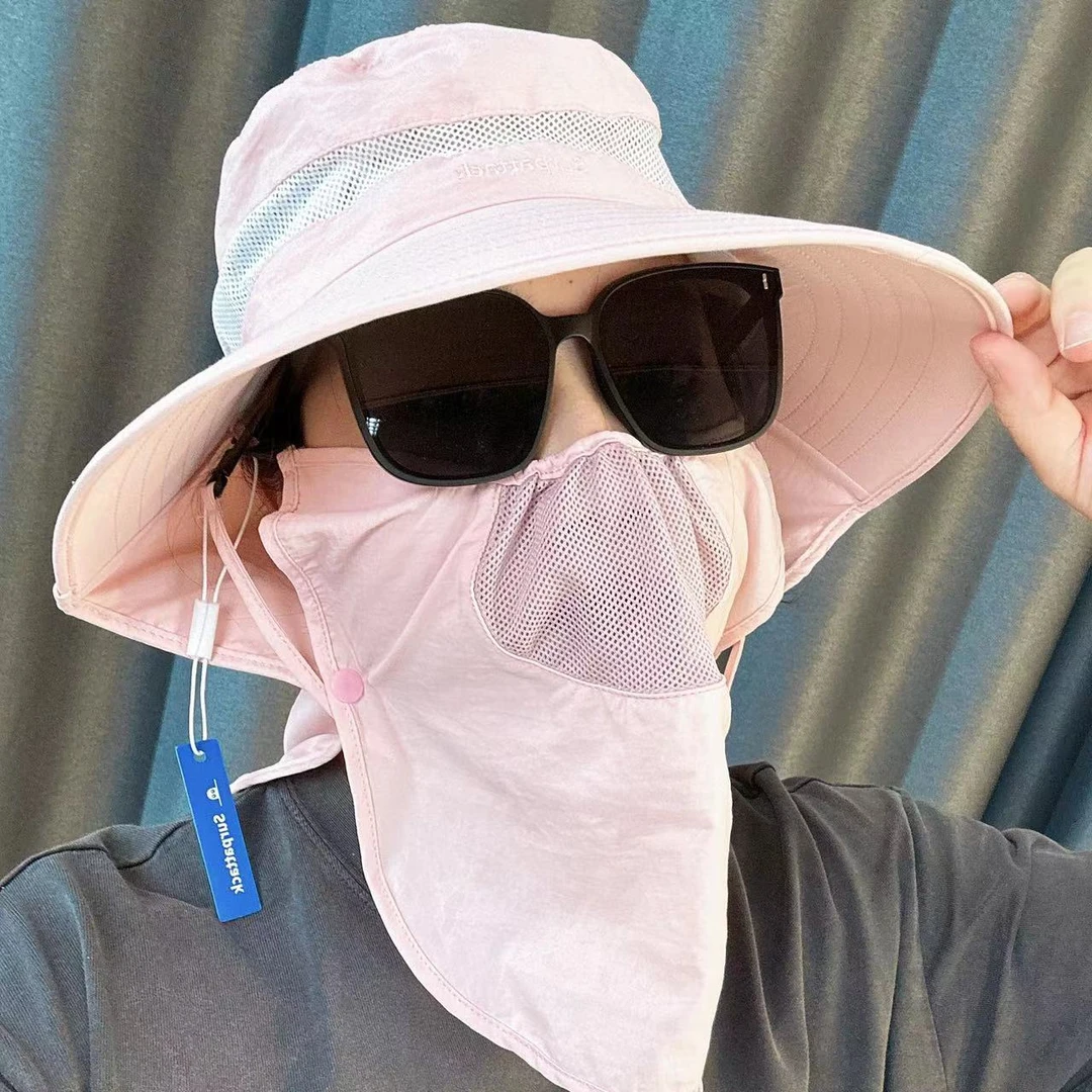 遮阳帽男女夏季户外钓鱼防晒面罩渔夫披肩遮脸太阳帽子PJM01