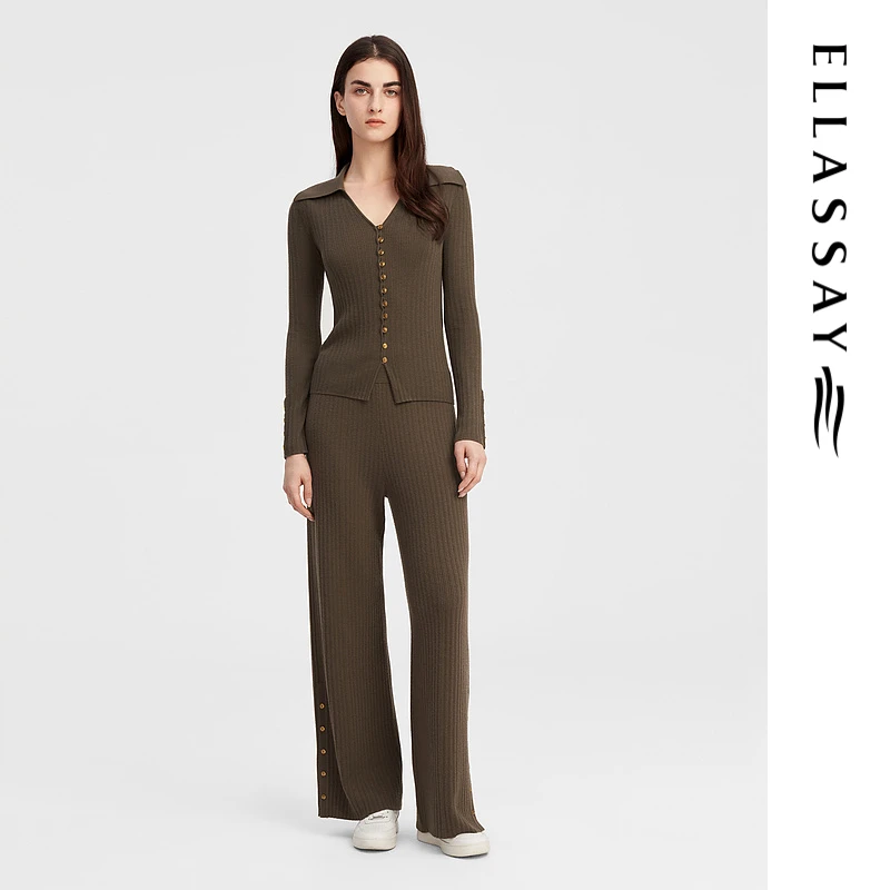 ELLASSAY歌力思秋季羊毛纸片人万能打底薄款针织衫女EWW3