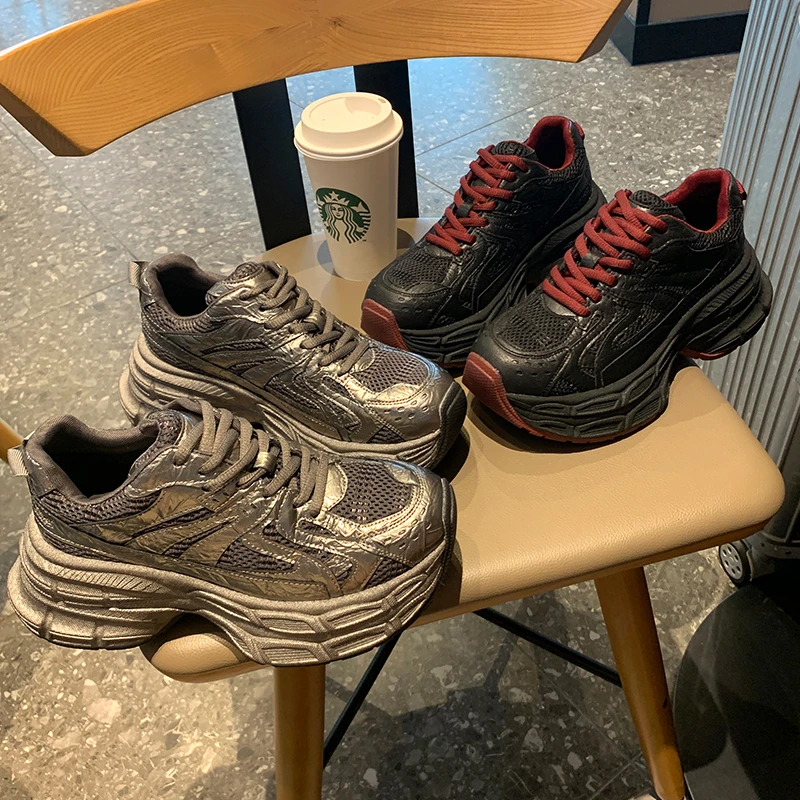 S&J【厚底】2024-110网红时尚百搭透气厚底老爹鞋女