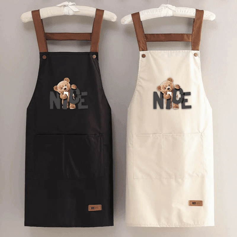 围裙防水防油男女款厨房做饭围腰纯色简约背带大兜餐厅工作服加大