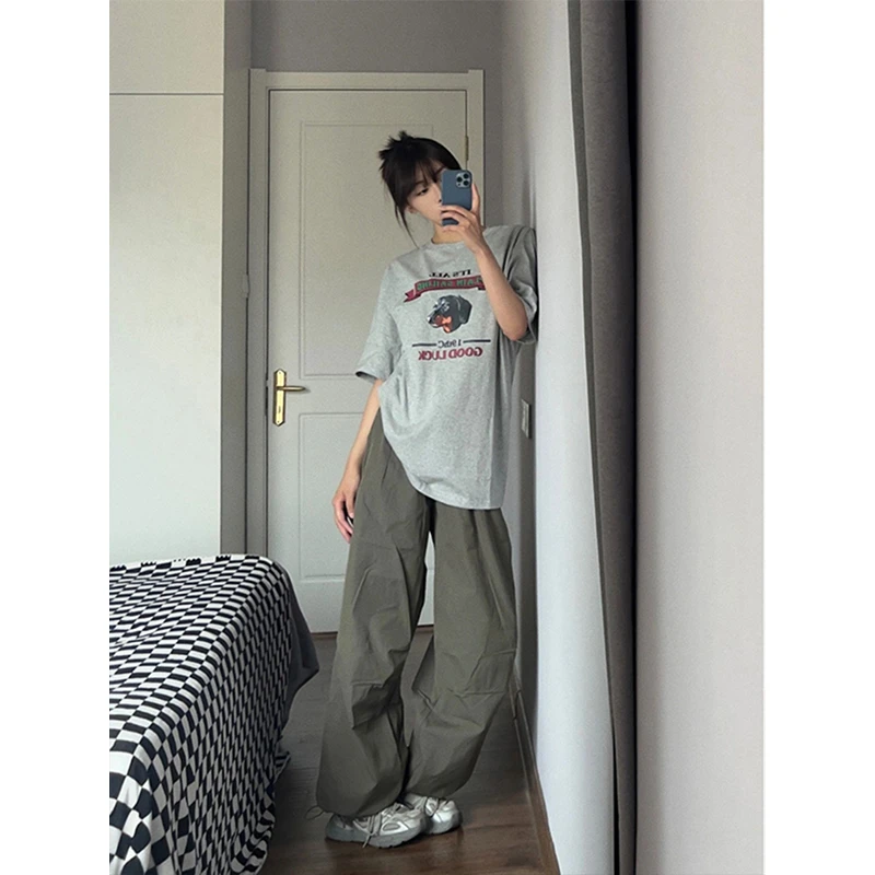 美式军绿色工装裤男夏天户外降落伞兵裤冰丝速干山本裤高个子加长