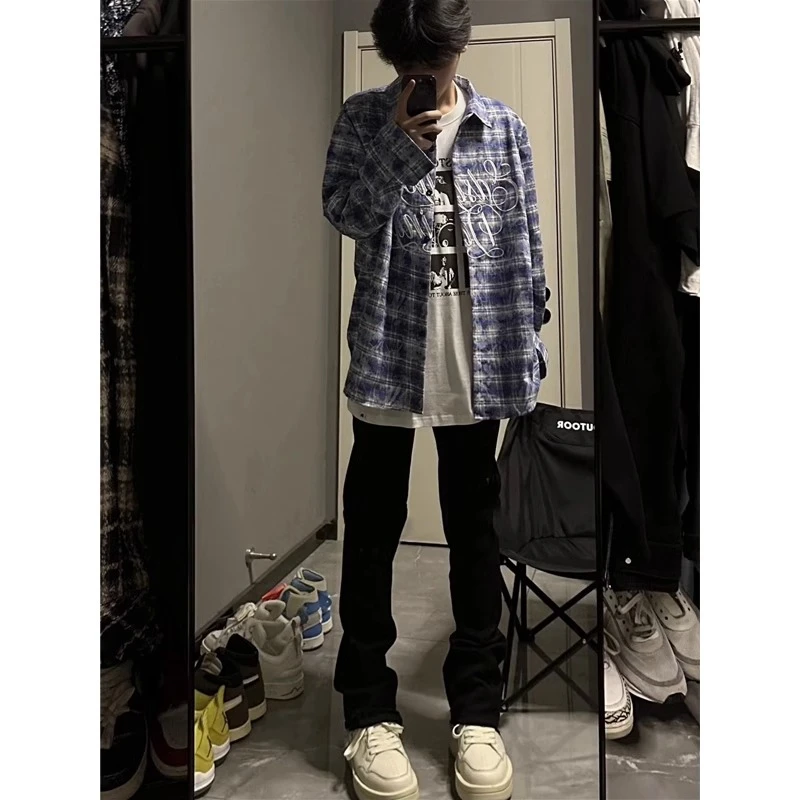 纯黑色修身弹力牛仔裤男款美式高街vibe裤子显腿长显瘦窄版直筒裤