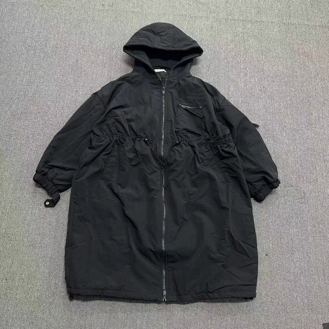 【雪儿推荐】8937潮牌设计师秋冬上新纯色连帽长款冲锋加厚外套