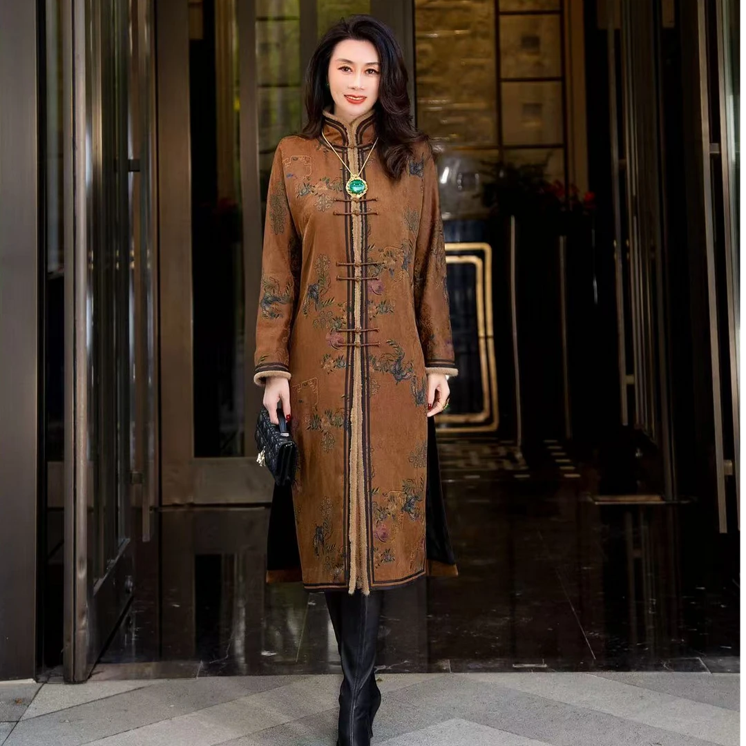 EDFNOT/杨红霞汝意WY香云纱棕鸾戏蝶棉衣1611-0532