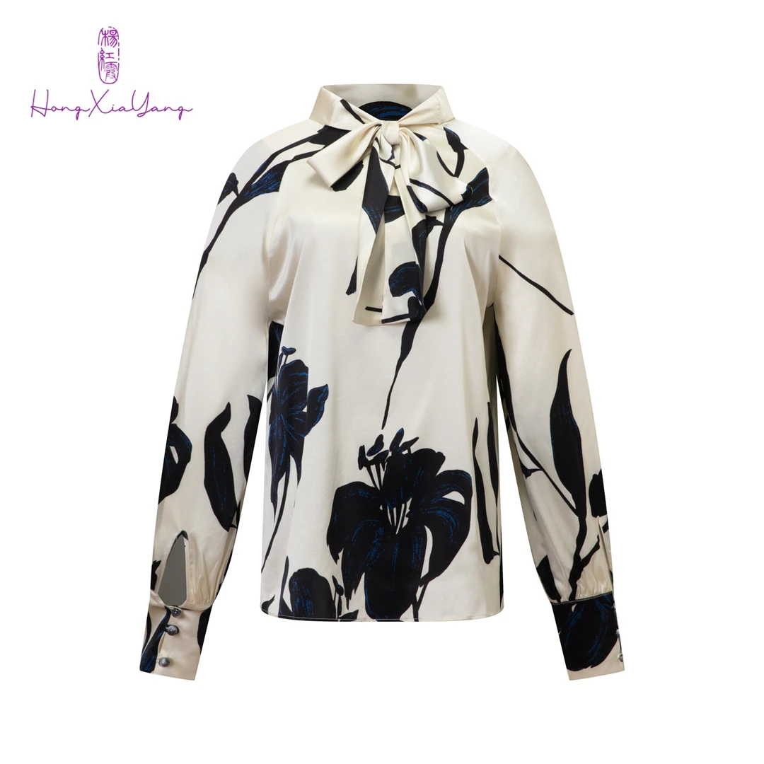 EDFNOT/杨红霞汝意JZJ百合花真丝衬衫