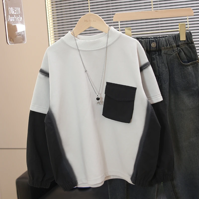 【欢欢优选】2025春季中大童韩系潮流宽松潮牌圆领韩版卫衣900