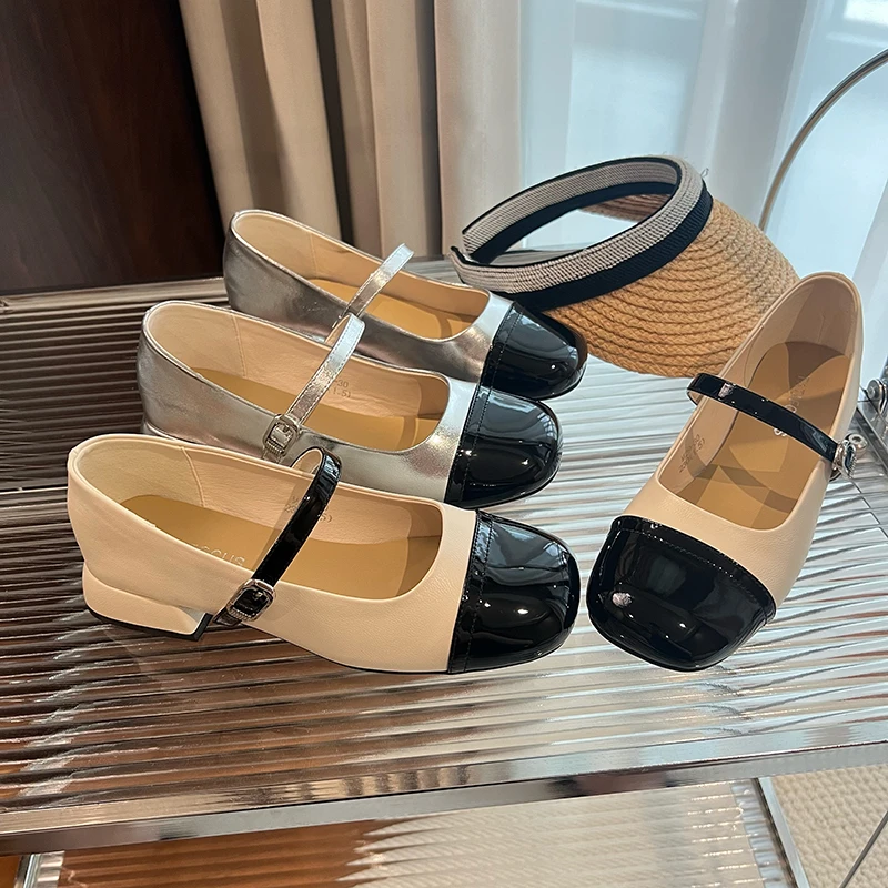 小鱼｜3cm!法式小香风百搭时尚一字带浅口单鞋