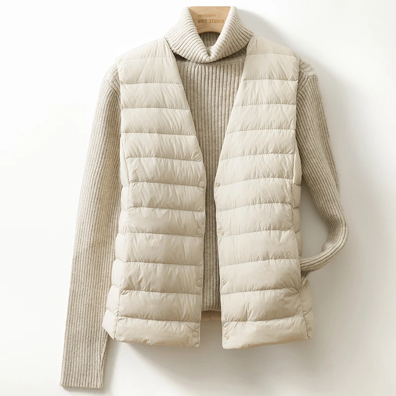 90绒2025冬新款轻薄羽绒服女内胆小个子马甲圆领内穿无领轻便背心