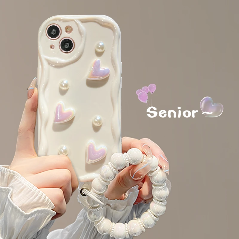 镭射立体爱心苹果15/华为/vivo/oppo/小米iPhone14pro小众手机壳
