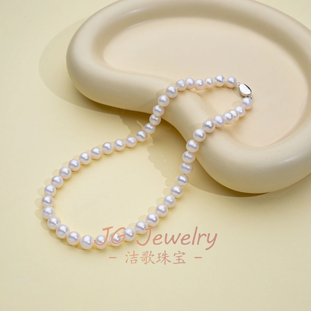【白月光】 淡水无核珍珠项链 9-10mm 强光 S925银 X714