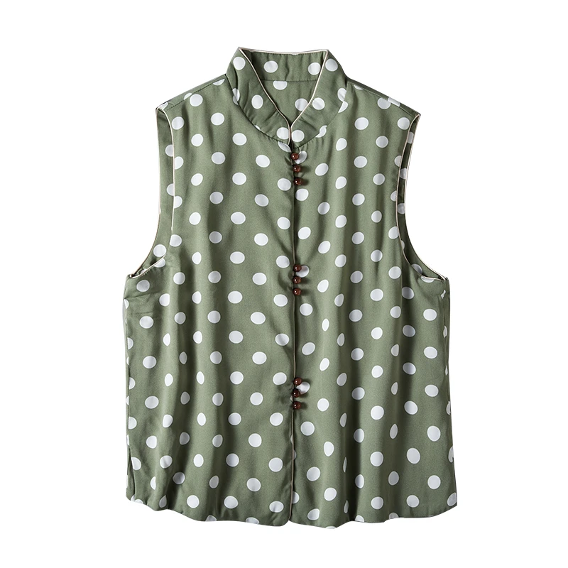 秋冬100%蚕丝填充保暖女背心复古中式小立领优雅古典单穿打底马甲