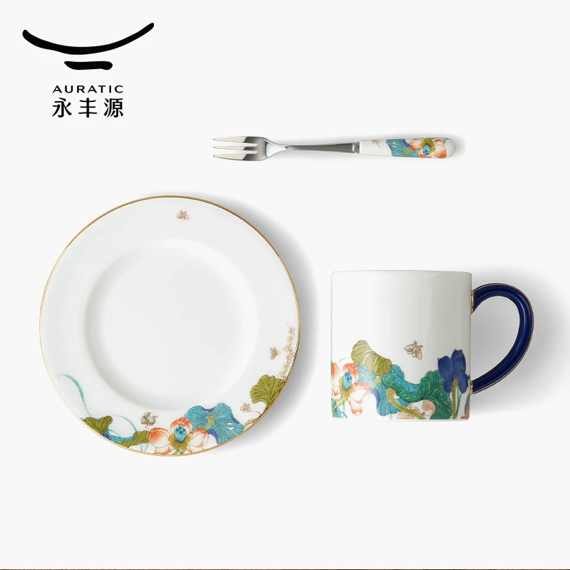 永丰源幸福和鸣陶瓷3头茶歇具轻奢下午茶杯碟精致描金马克杯带碟