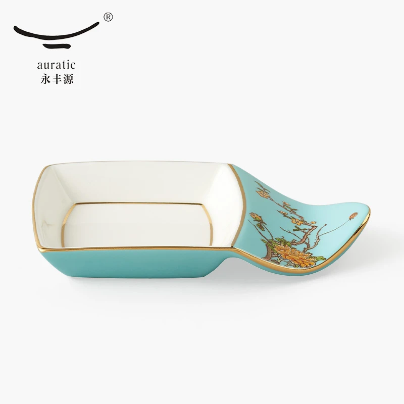 永丰源夫人瓷-西湖蓝陶瓷餐具散件 121mm味碟轻奢家用创意金边