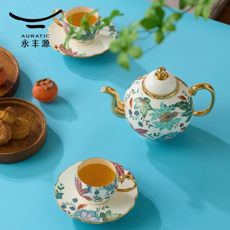 永丰源幸福满园19头多用茶咖具 中式家用茶具套装 高档轻奢复古