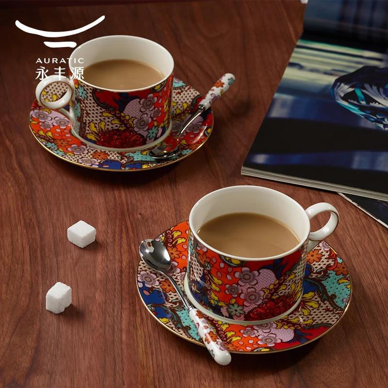 永丰源繁花似锦8头咖啡具套装陶瓷茶具休闲下午茶具杯碟