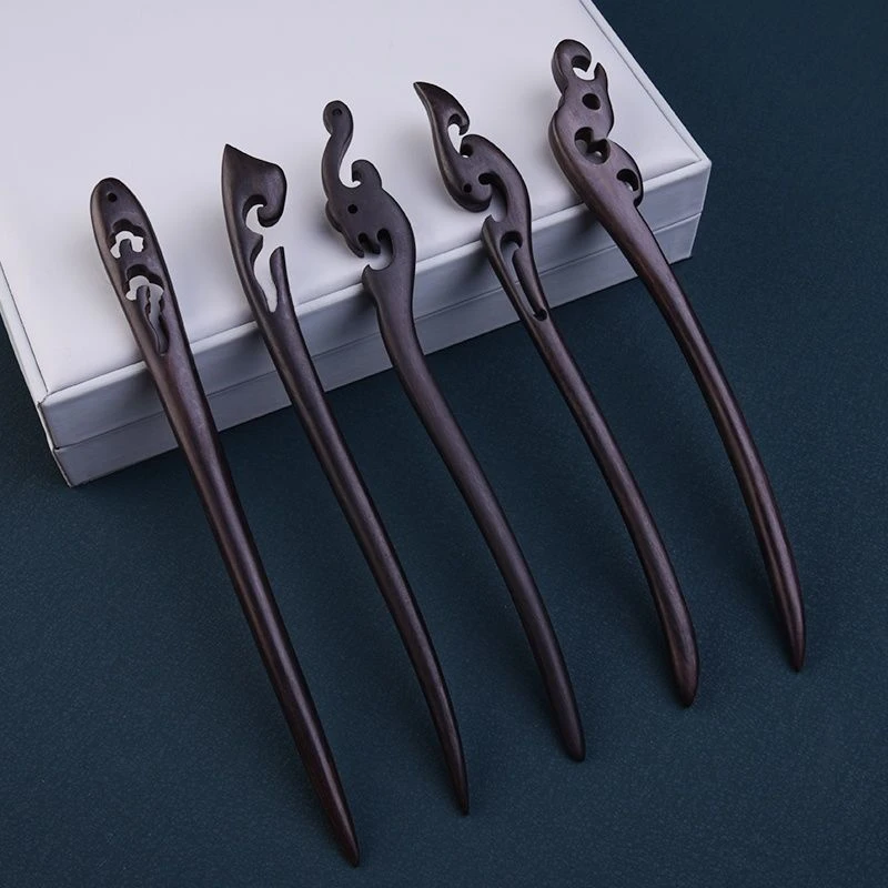 黑檀木古典发簪女古风簪子盘发木簪简约现代木质发钗日常头饰发饰