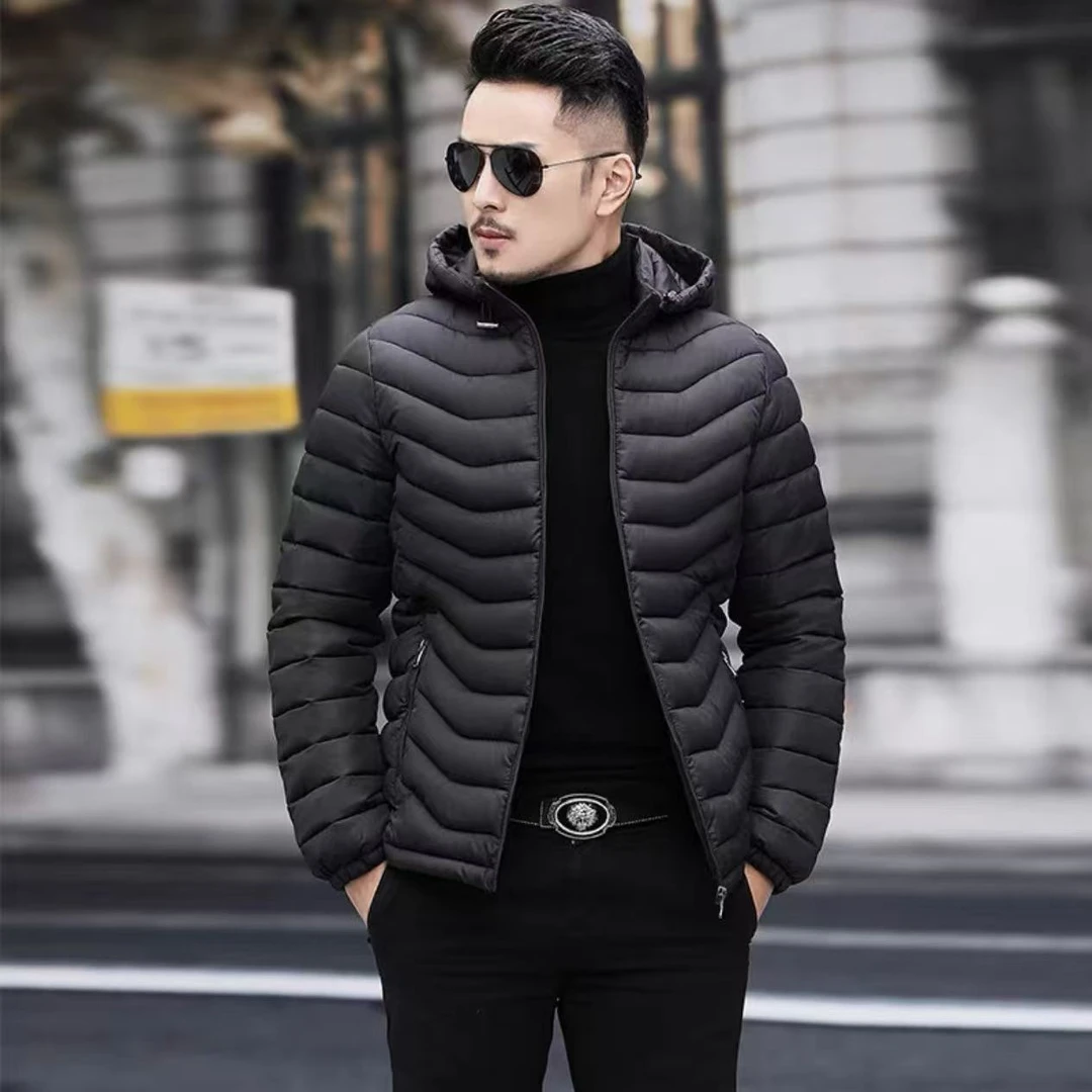 男士冬季新款轻便棉袄可拆卸连帽宽松版男士棉服