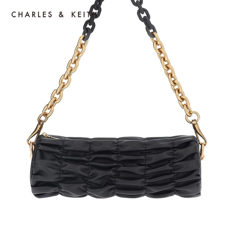 CHARLES&KEITHBubble系列尤莱特褶皱链条圆筒包【原】CK2-20781716