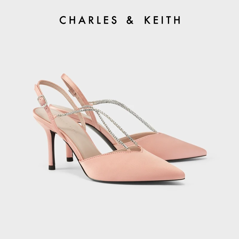 CHARLES&KEITH宝石链条气质高跟凉鞋尖头细跟女鞋CK1-60280280