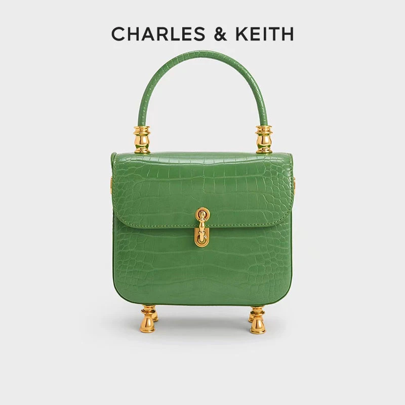 CHARLES & KEITH薄荷曼波趣味金属饰链条单肩小方包【原】50701243