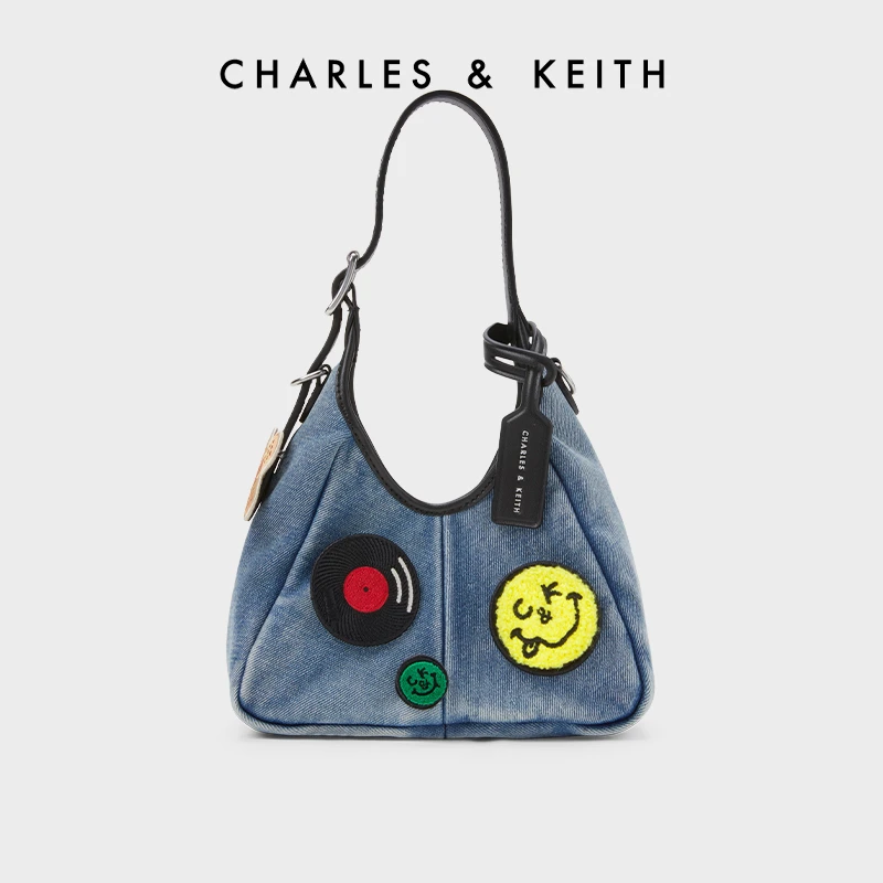 CHARLES&KEITH柔软牛仔手提Hobo腋下包女包【原】CK2-40271215-1