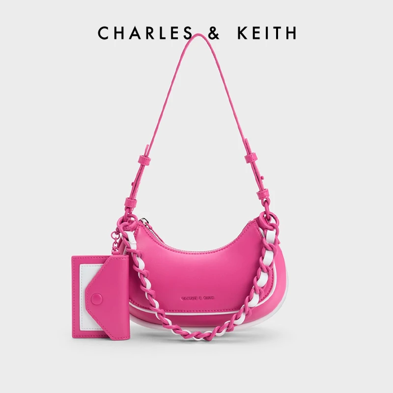 CHARLES & KEITH薄荷曼波拉链式带卡包3D豌豆腋下包【原】20671550