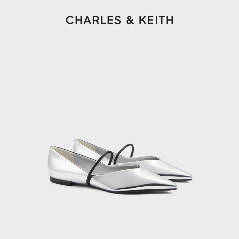 CHARLES & KEITH女士气质法式尖头一字带平底单鞋女 CK1-70381027