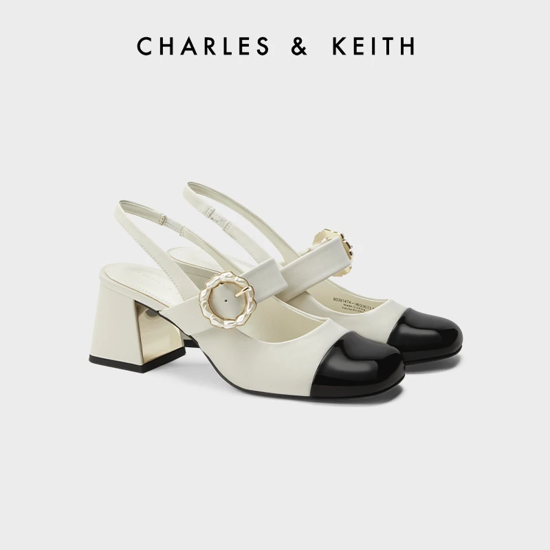CHARLES & KEITH夏季时尚百搭包头粗跟玛丽珍鞋凉鞋CK1-60361474