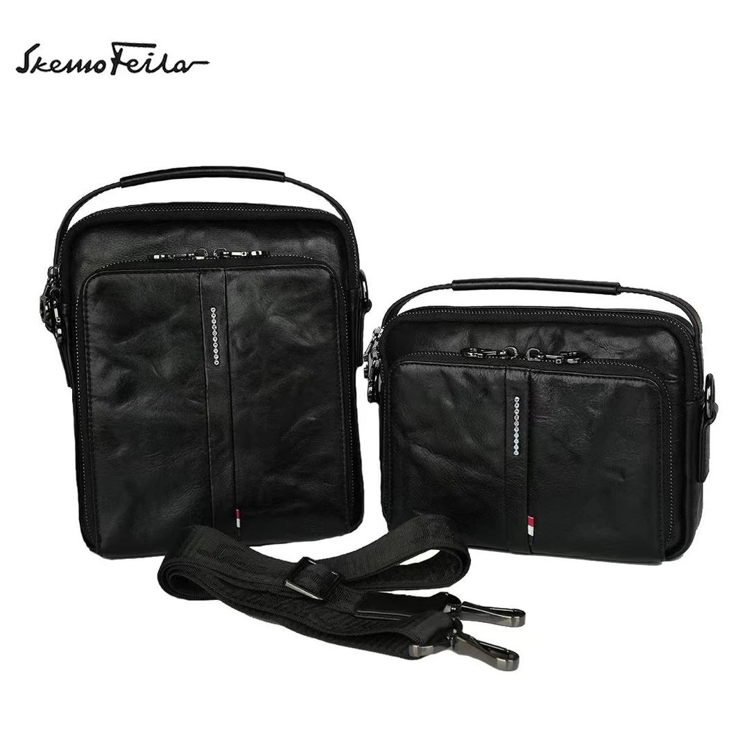 2024升级多层头层牛皮单肩斜挎真皮商务包手提包男包手抓纹时尚