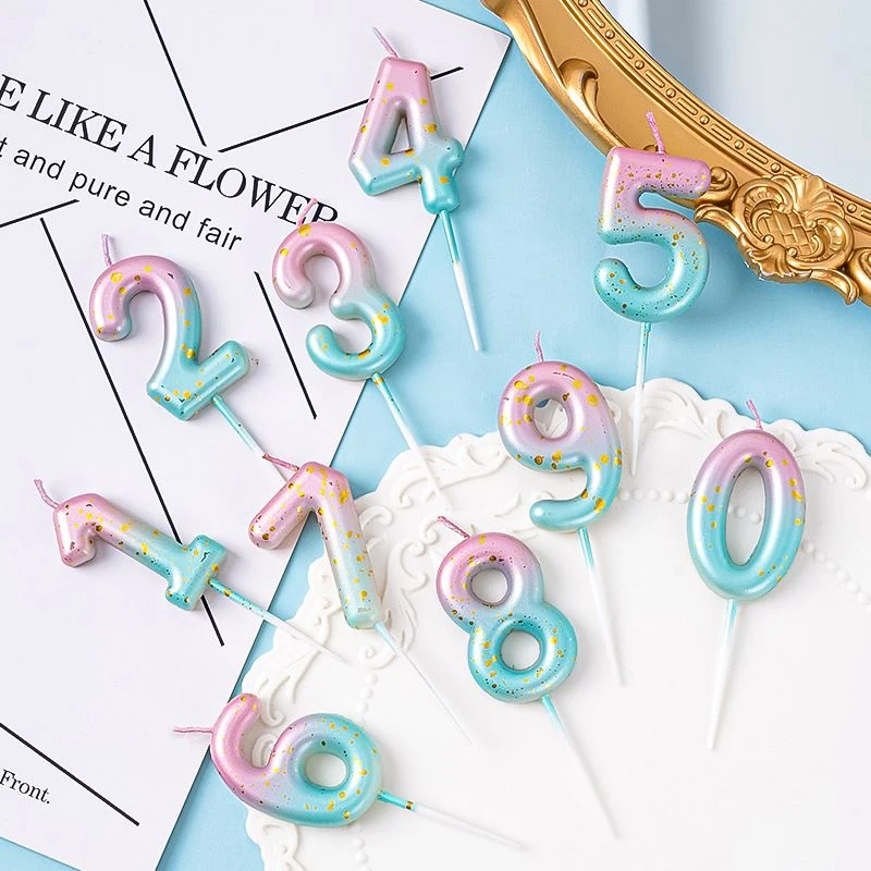 银河系渐变数字蜡烛创意梦幻星空粉蓝紫生日蛋糕派对烘焙蜡烛摆件