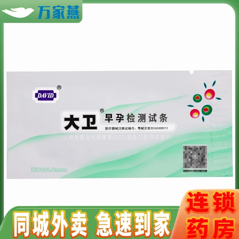 大卫同城配送 人绒毛膜促性腺激素(HCG)检测试纸(胶体金法) 1人 早孕测试纸