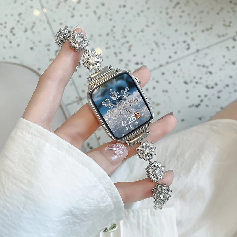 女士智能手表2024健康多功能运动蓝牙电话手表满天星旋转雪花手环