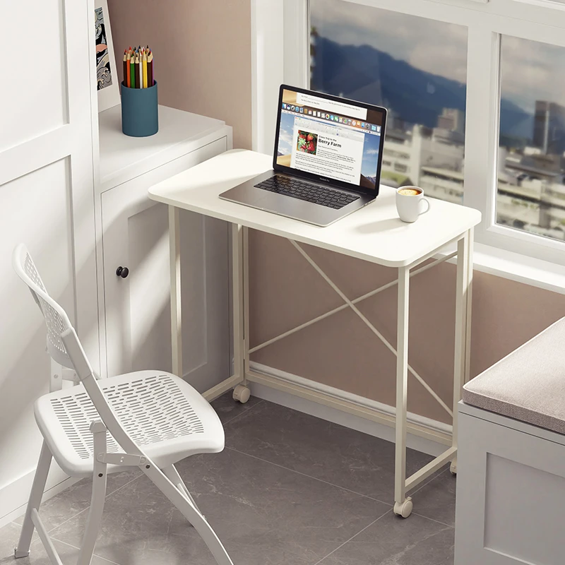 舒福思移动书桌折叠电脑桌学生家用简约写字桌小户型卧室滑轮小桌