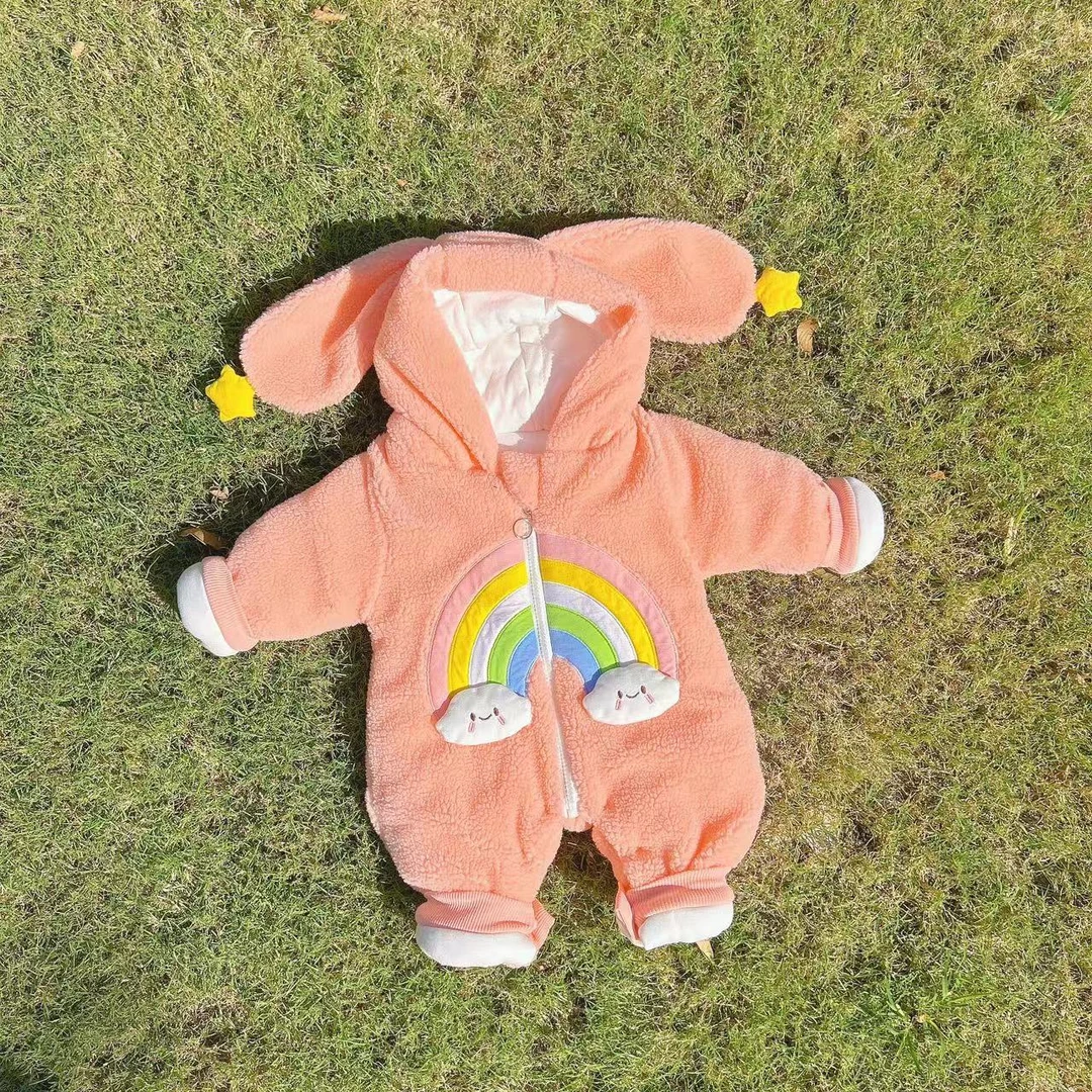 婴幼儿冬季外出抱服儿童加厚连帽哈衣爬服男女宝宝同款软糯舒适
