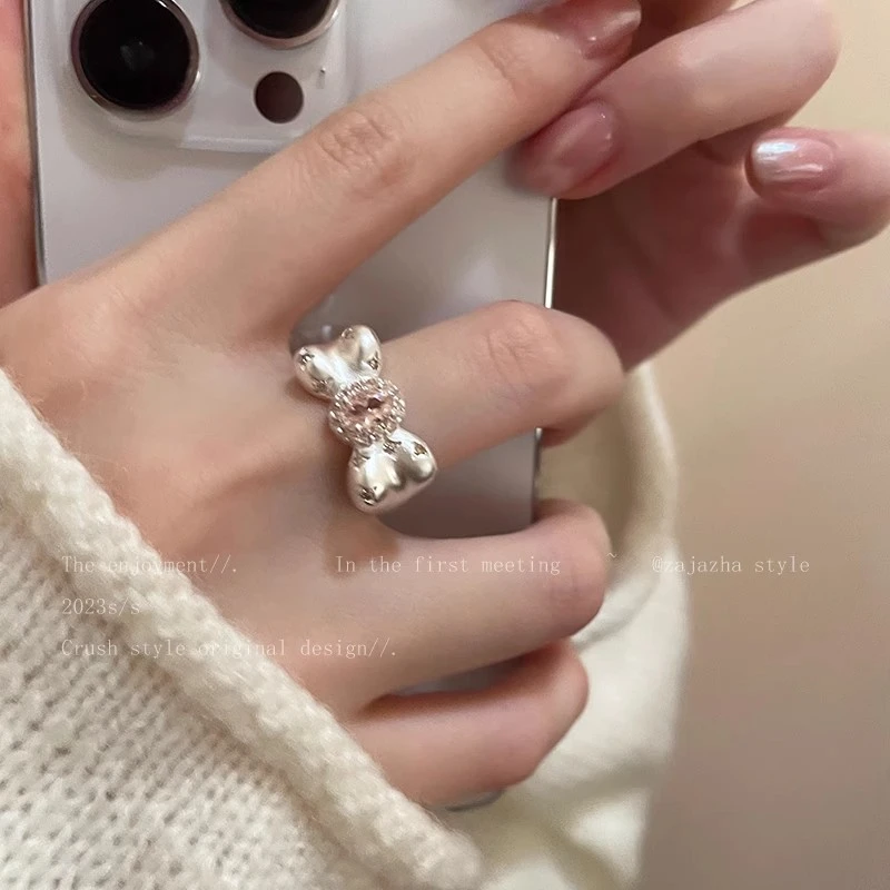 合金合成锆石戒指 甜心公主~蝴蝶结戒指女2023年新款时尚
