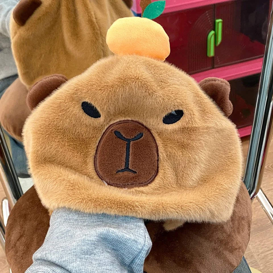 卡皮巴拉连帽u型枕ins可爱丑萌水豚办公室午睡枕遮光助眠护颈枕头