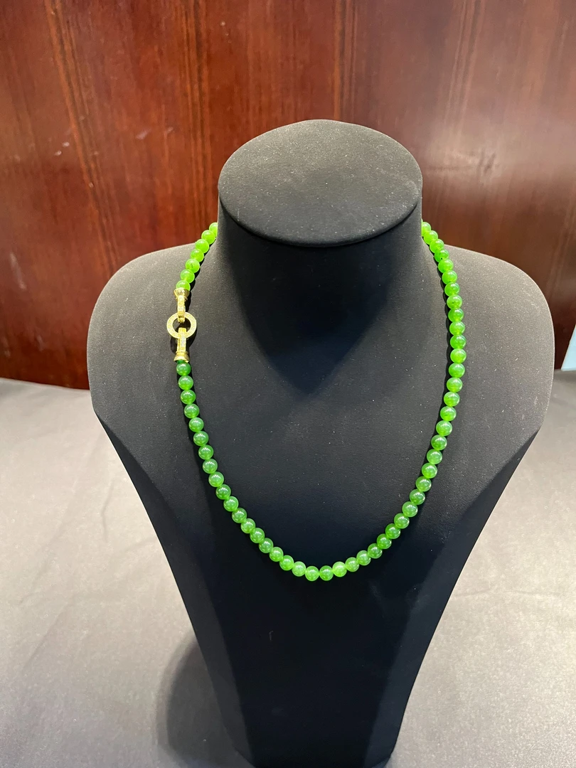 和田玉081碧玉圆珠DIY妈妈链6mm 多样性发一