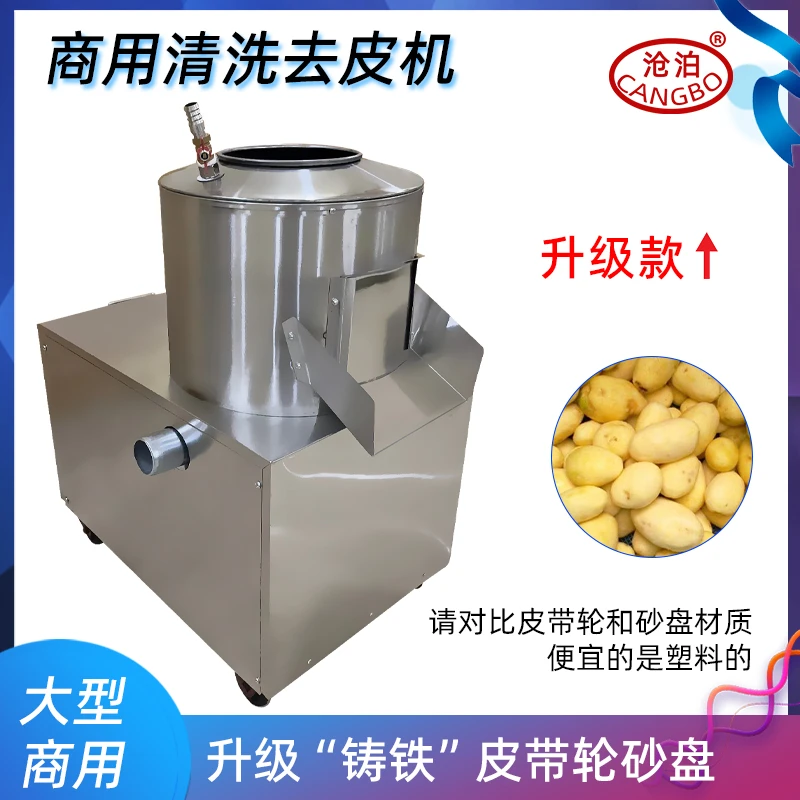 沧泊350型450型土豆去皮机 不锈钢商用电动清洗脱皮机 洋芋削皮机