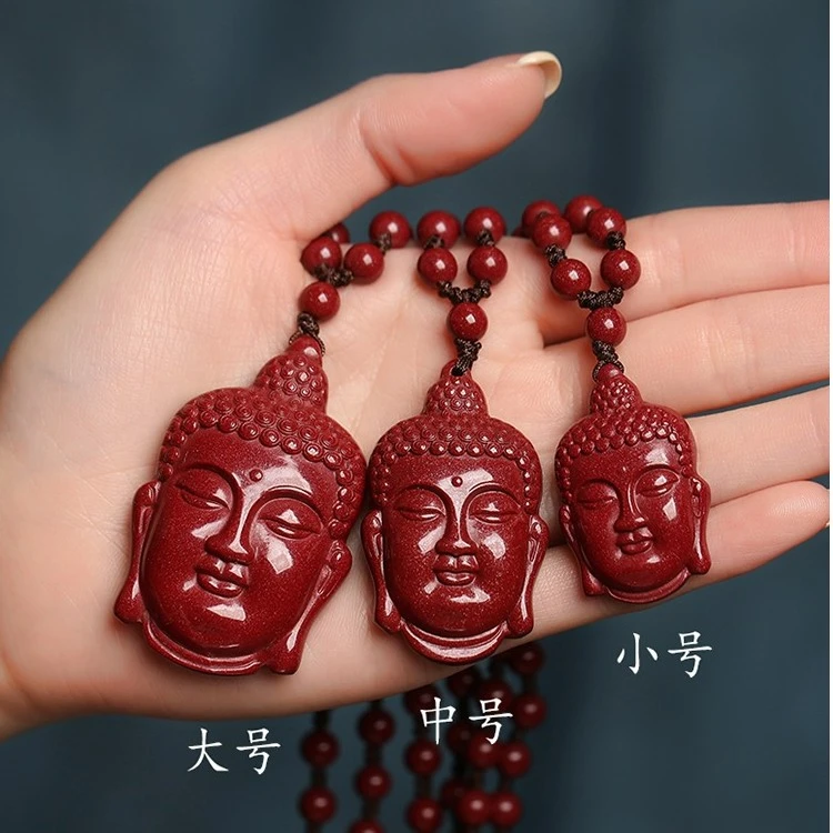 含辰砂工艺品朱砂男女佛首可调节项链