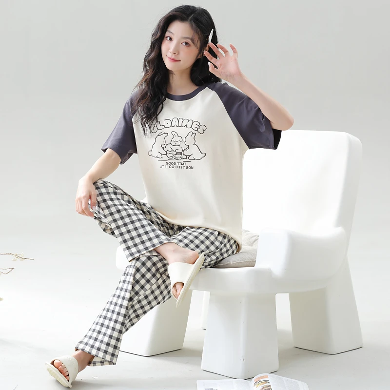 睡衣秋冬款简约时尚灰粉色两件套装A045-A046-A052男