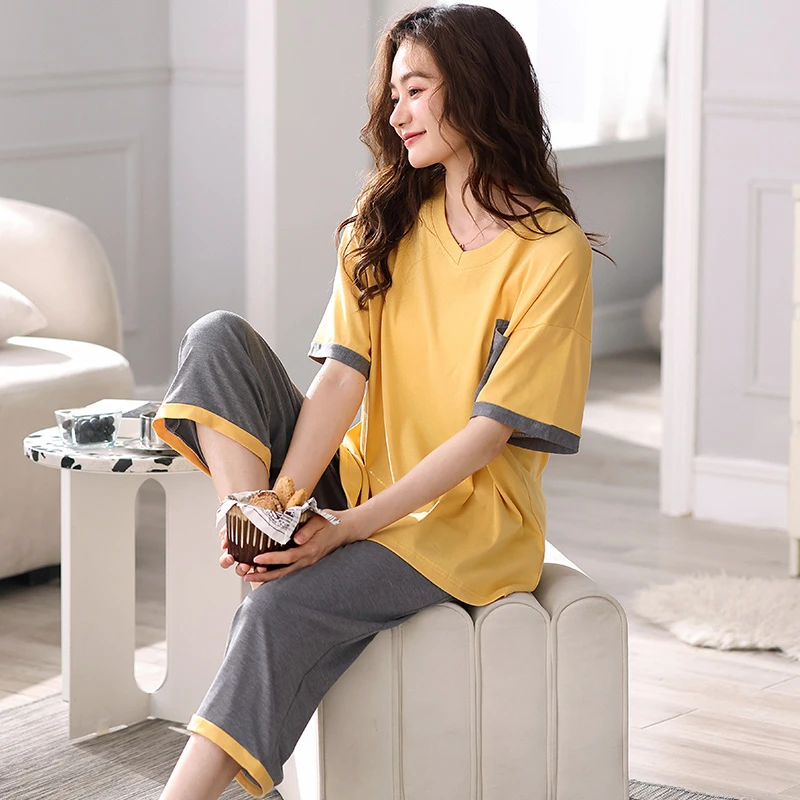 B001-B499 睡衣女春秋冬家居服时尚宽松两件套装