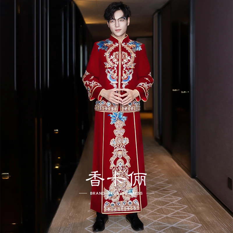 新郎秀禾服2025年新款中式结婚新郎敬酒服礼服男士古装婚服龙凤褂