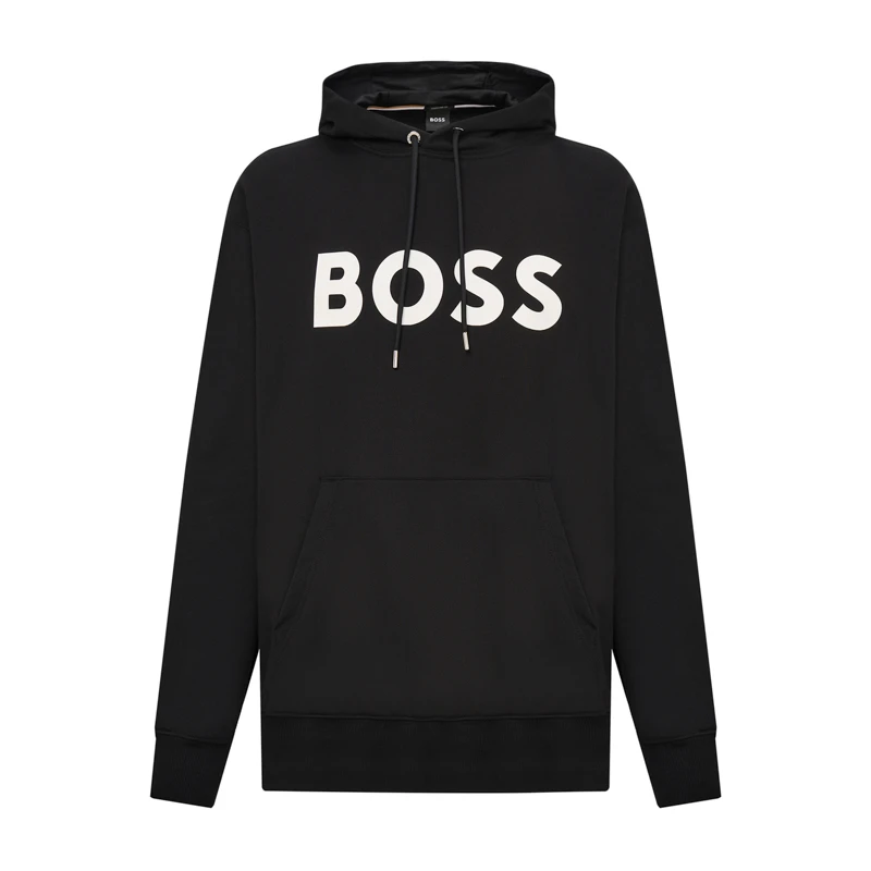 BOSS雨果博斯男士秋冬棉质连帽长袖卫衣休闲卫衣 黑色50496661