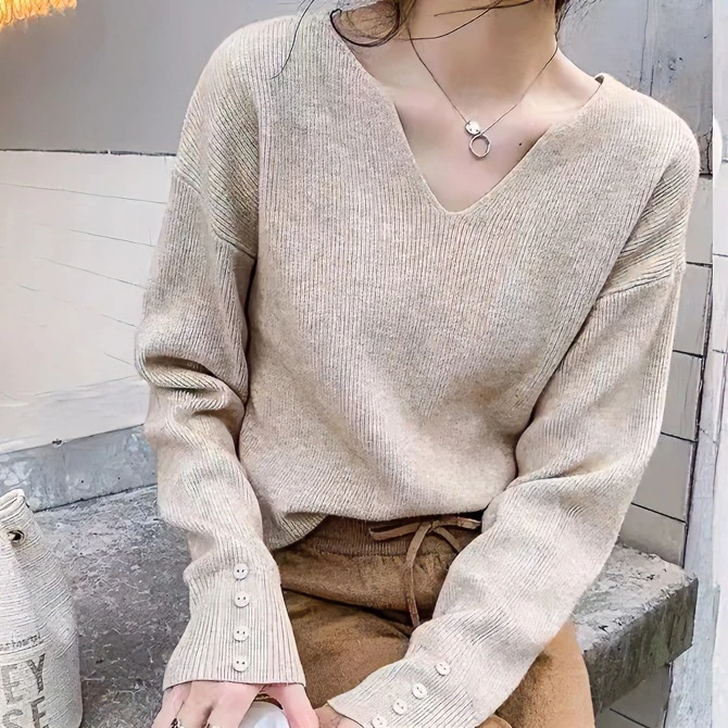 【卢大婷专属】秋冬新款毛衣女套头宽松慵懒风上衣长袖打底针织衫潮