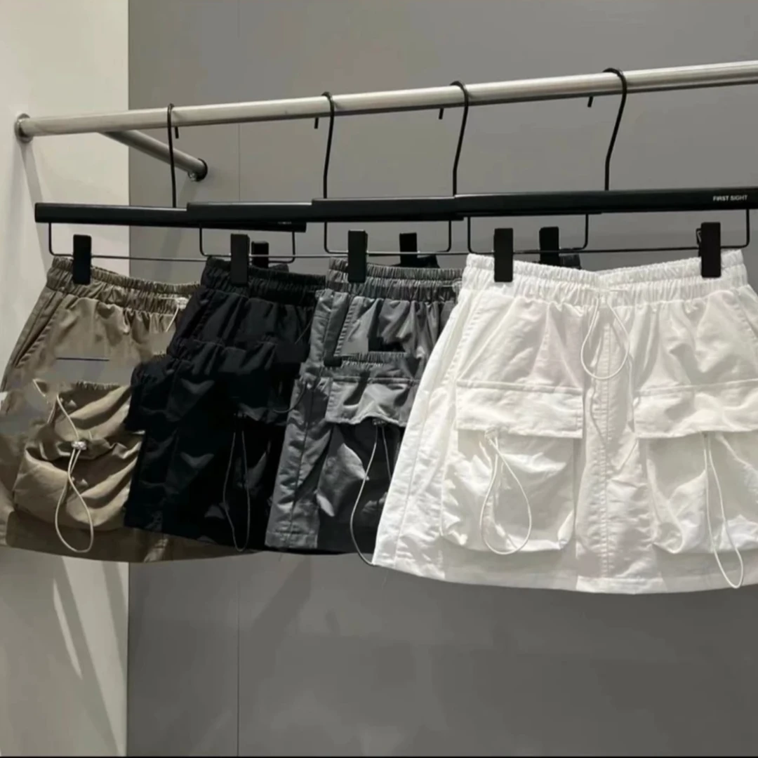 SONG松紧高腰半身裙夏季新款韩版休闲工装风a字短裙防走光时尚