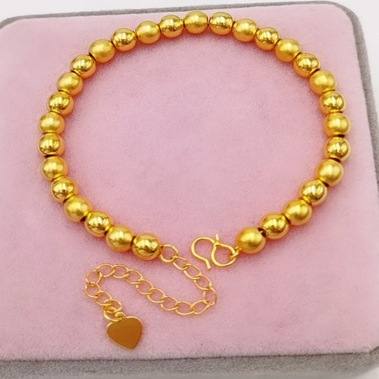 铜合金手链 铜合金手链饰品手串（6N光面金色珠珠手链）实心不掉色