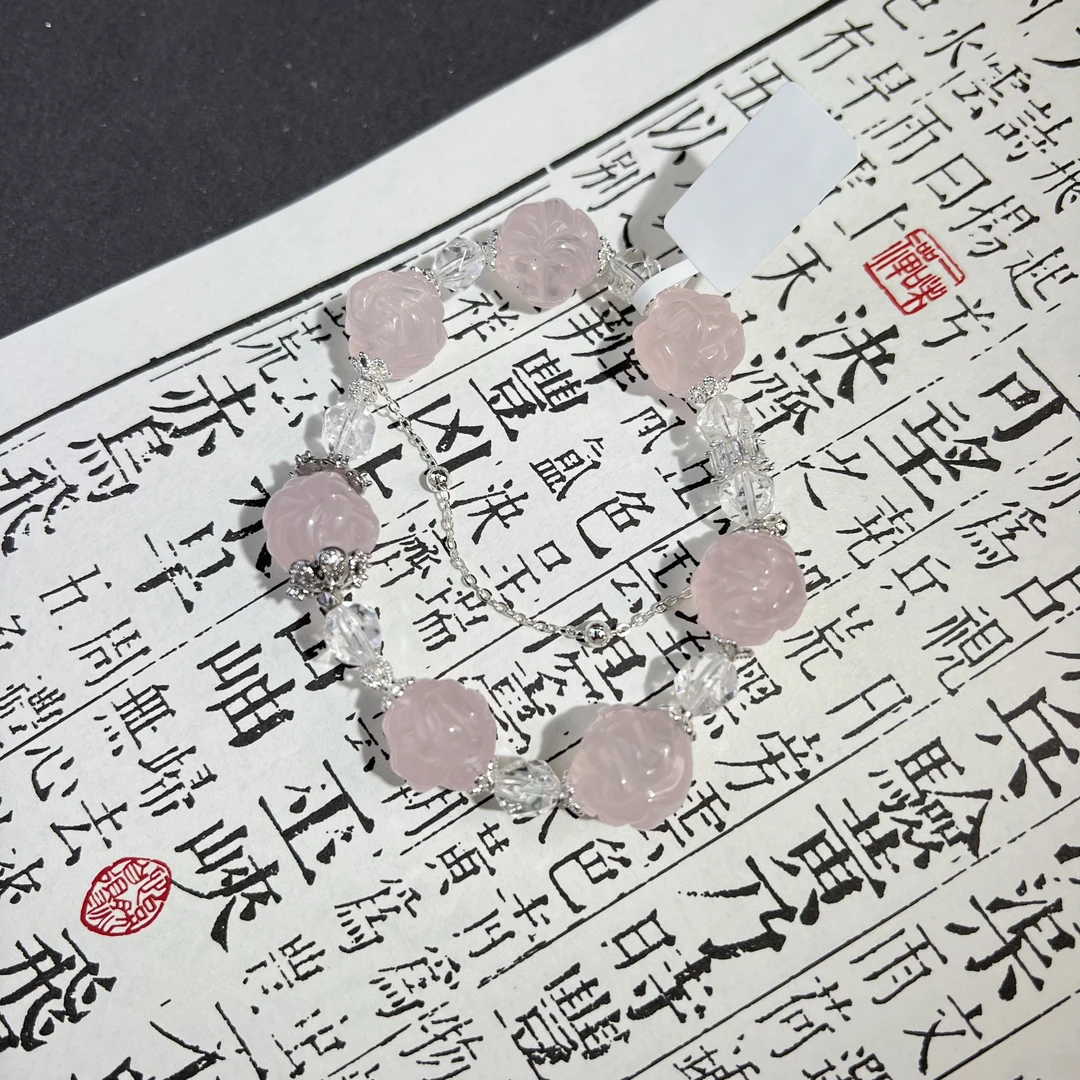 【粉晶狐求手串A155】14M天然水晶手链轻奢小众手链发样性发货