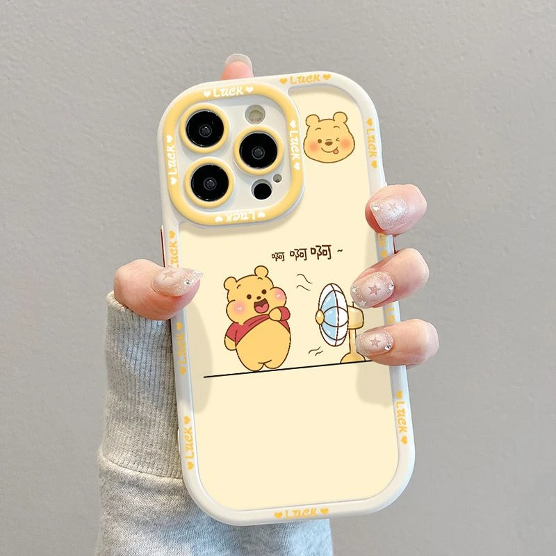 吹风扇维尼熊适用iphone15/14/13时尚手机壳华为vivo小米oppo轻薄